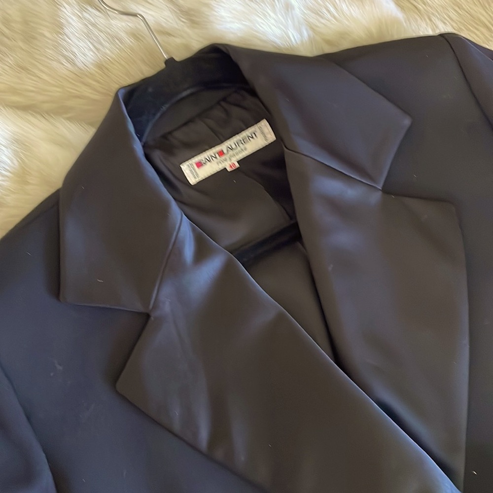 St.Laurent Rive Gauche - Paris - Sz 40  Vintage Black Tuxedo Coat Dress